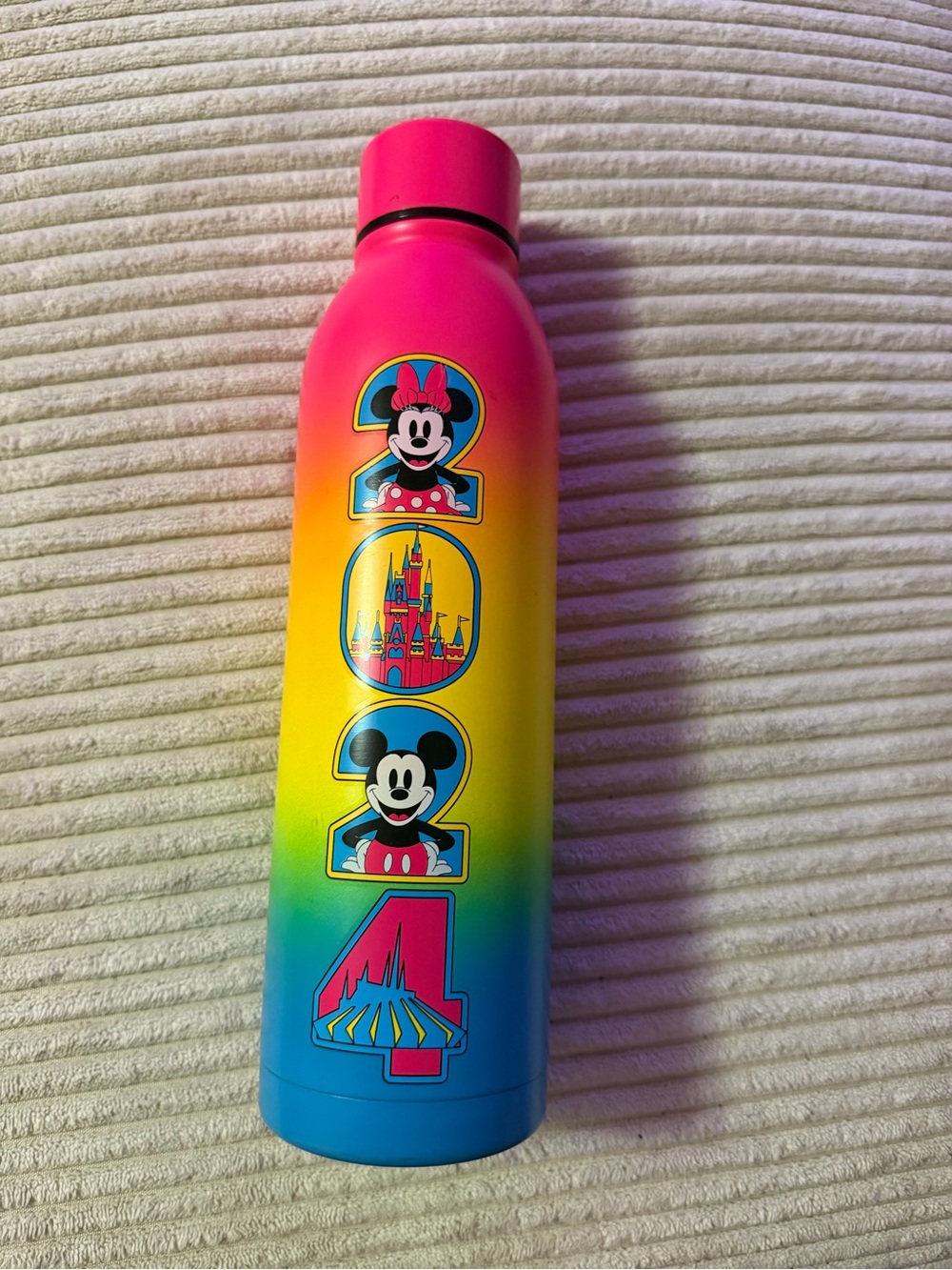 Disney Minnie & Mickey Rainbow Stainless 2024 Water Bottle - Pink/Yellow/Blue